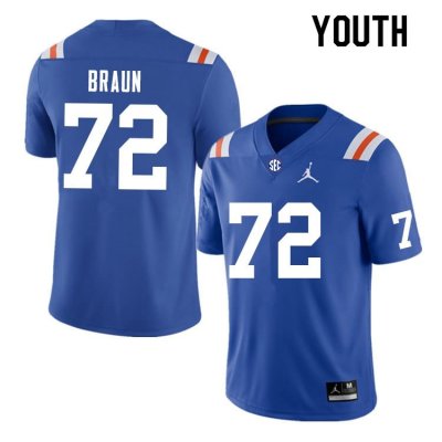 Youth Florida Gators #72 Josh Braun NCAA Nike Blue Throwback Authentic Stitched College Football Jersey IPF2762RA